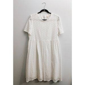 White Eyelit Victorian-Style Babydoll Dress